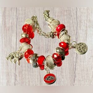 University of New Mexico Inspired European Charm Bracelet -NCAA, Lobos